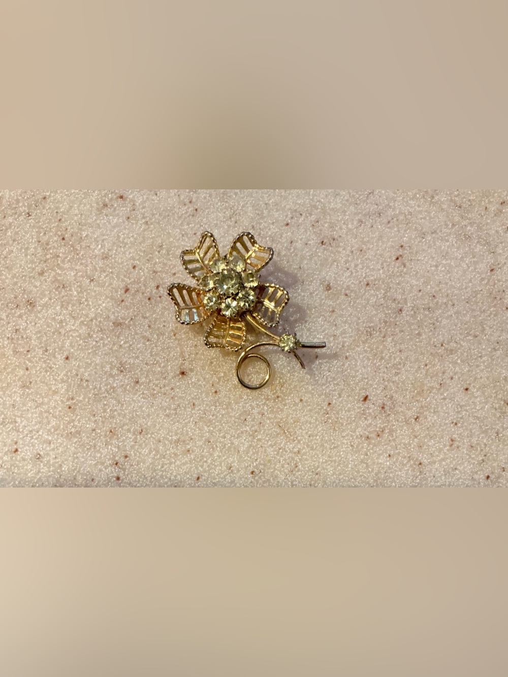 Gold Floral Crystal Brooch - Women Jewelry